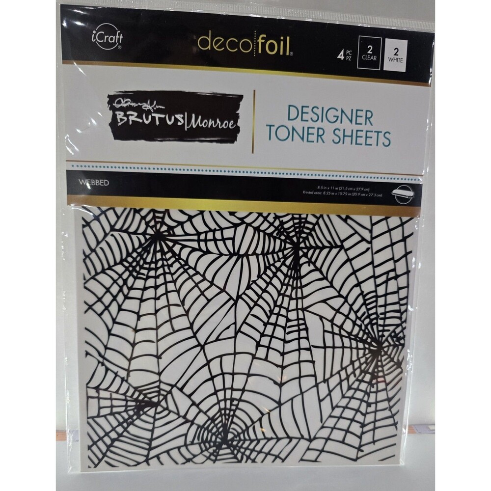Brutus Monroe Deco Foil Webbed Designer Toner Sheets Halloween Spider Web 4pc